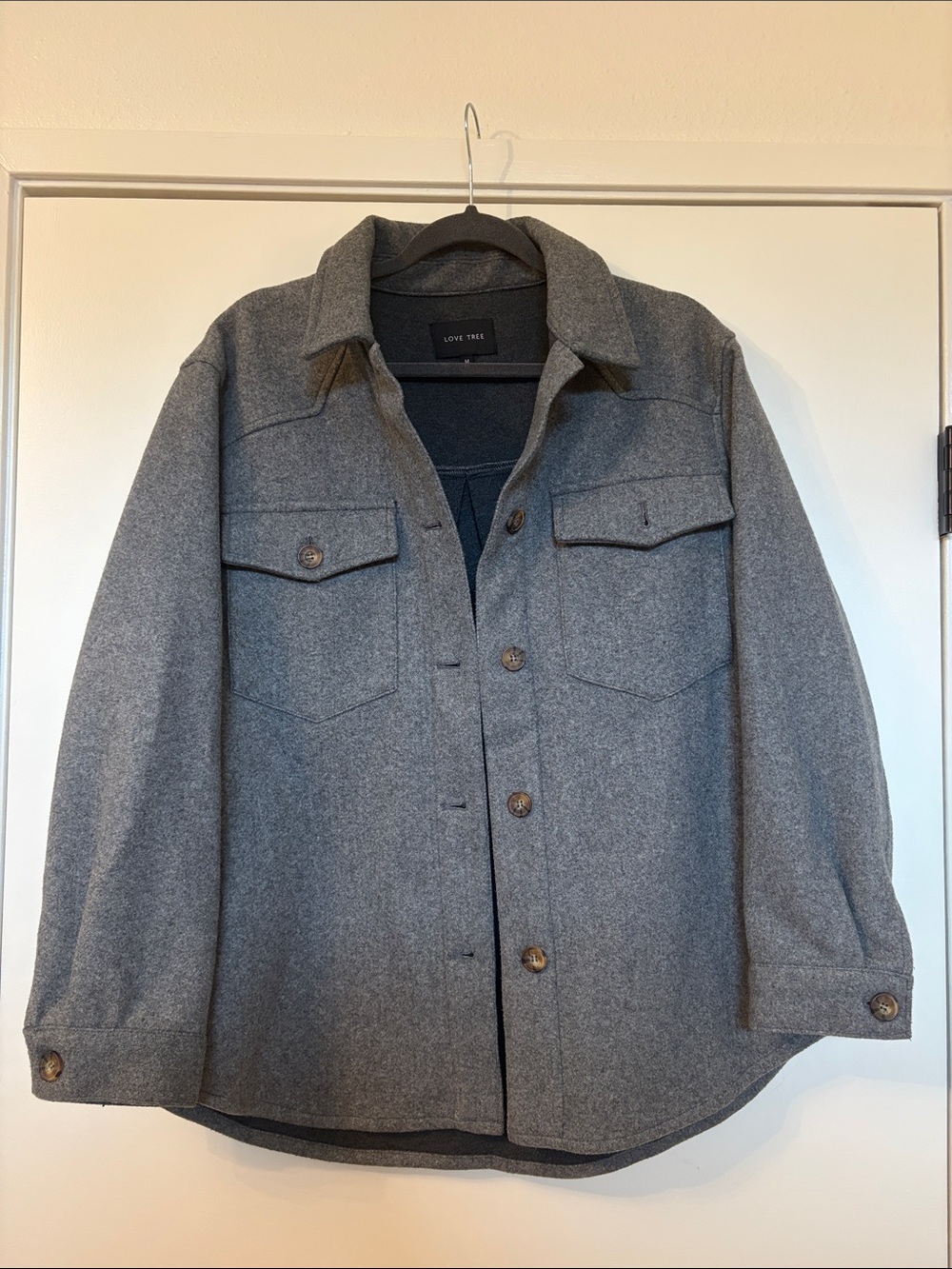 Love Tree Gray Oversized Shacket